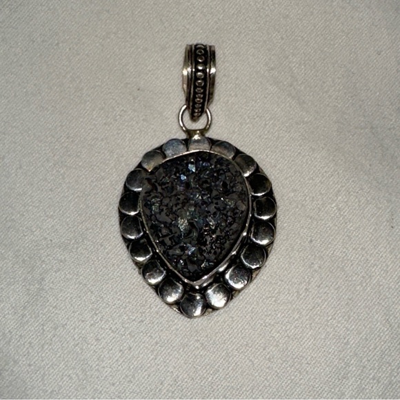 Natural Titanium Druzy 925 Solid Genuine .925 Sterling Silver Pendant GORGEOUS! - Picture 6 of 6